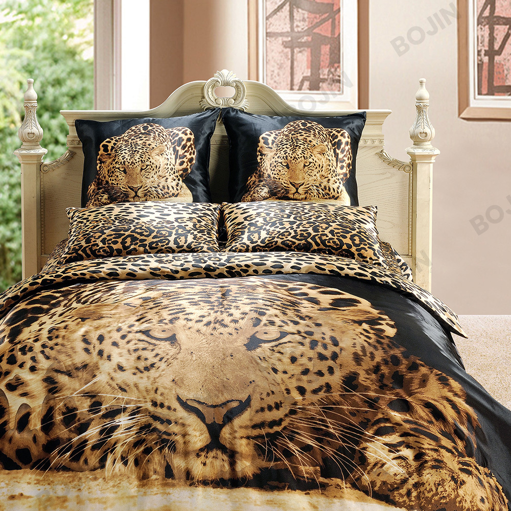 100% polyester Soft Lightweight printed summer cool satin duvet bedding set