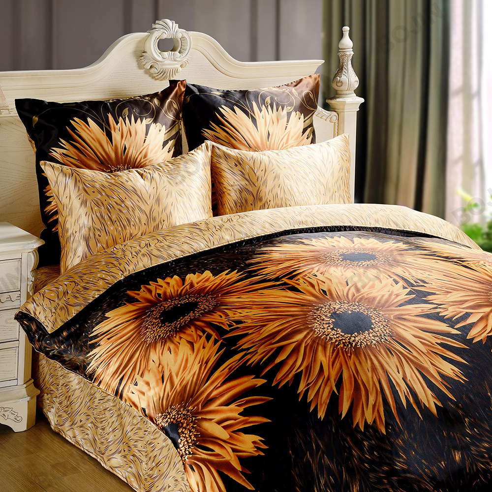 Wholesale Price Confortable 100% polyester pastel tones printed satin duvet bedding set