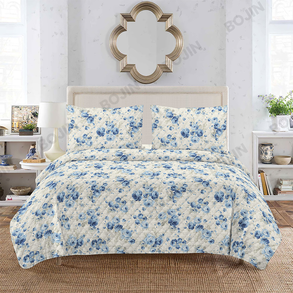 100% polyester printed microfiber ultrasonic   bedspread set bedding set