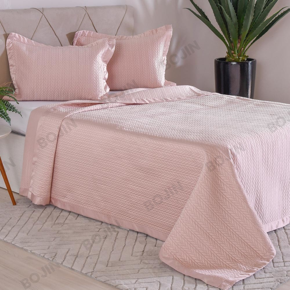 Home textile 2-3pcs luxury 100% polyester satin ultrasonic bed spread set bedding set