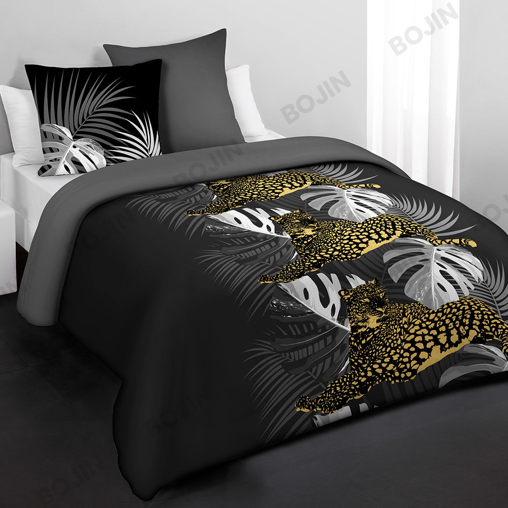 100% polyester Intelligent Design black printed microfiber Twin XL duvet bedding set