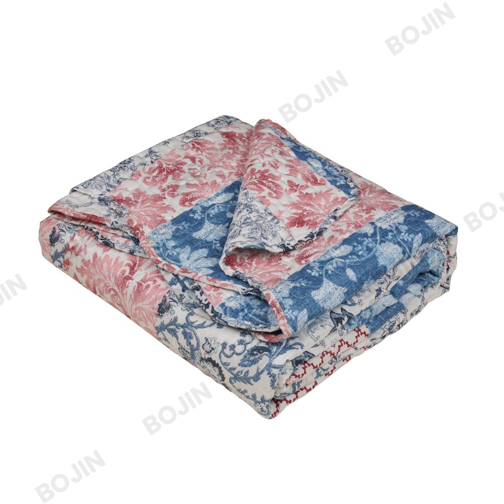 100% polyester microfiber printed thread quilt bedding set